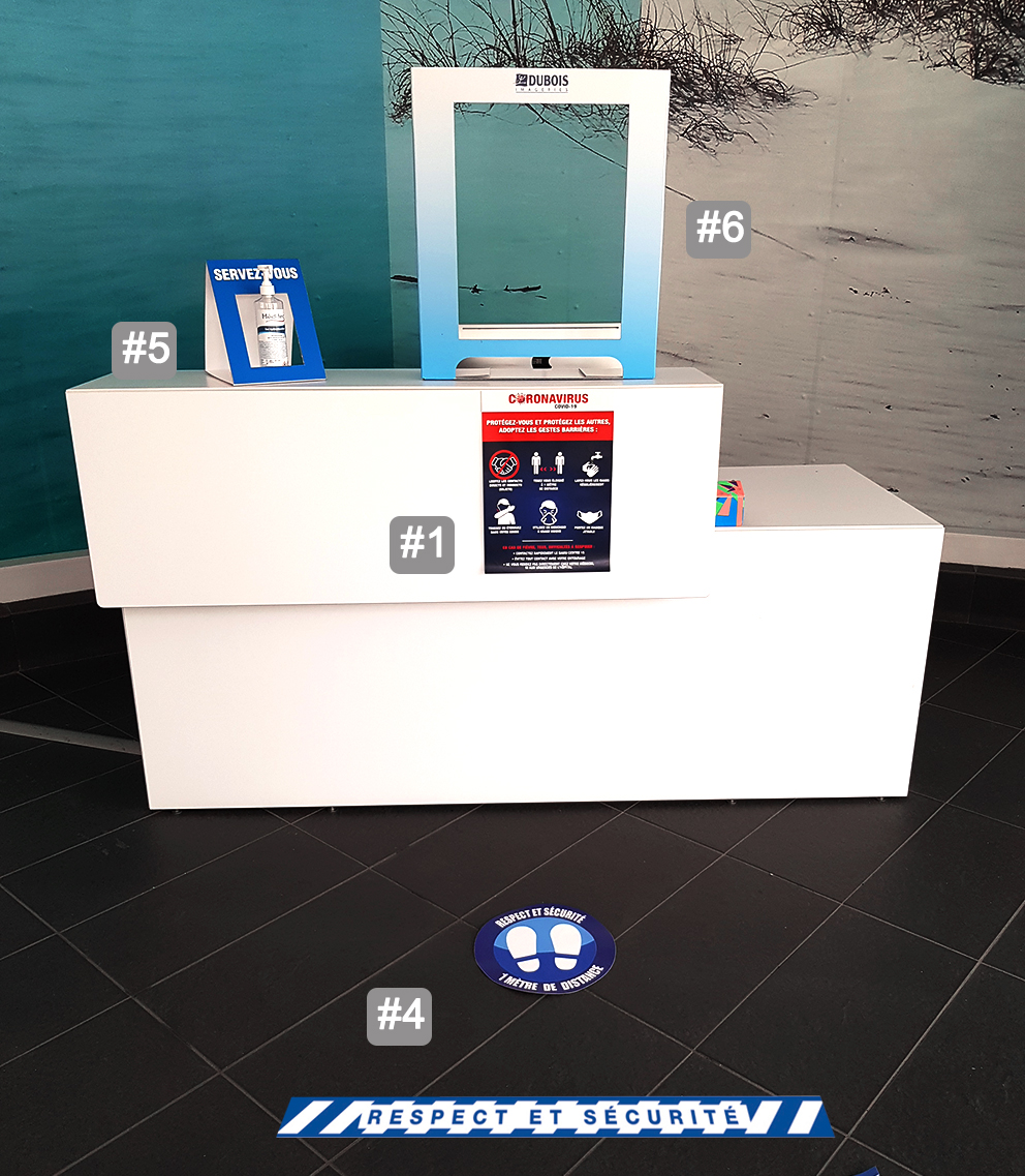 Protection Covid 19 : les indispensables pour bureau d'accueil ou caisse en entreprise Protection Covid 19 : les indispensables pour bureau d'accueil ou caisse en entreprise