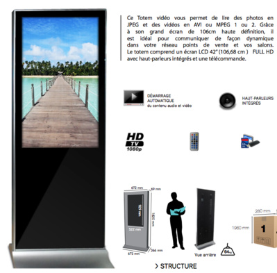Totem Digital 42" version HD ou Tactile