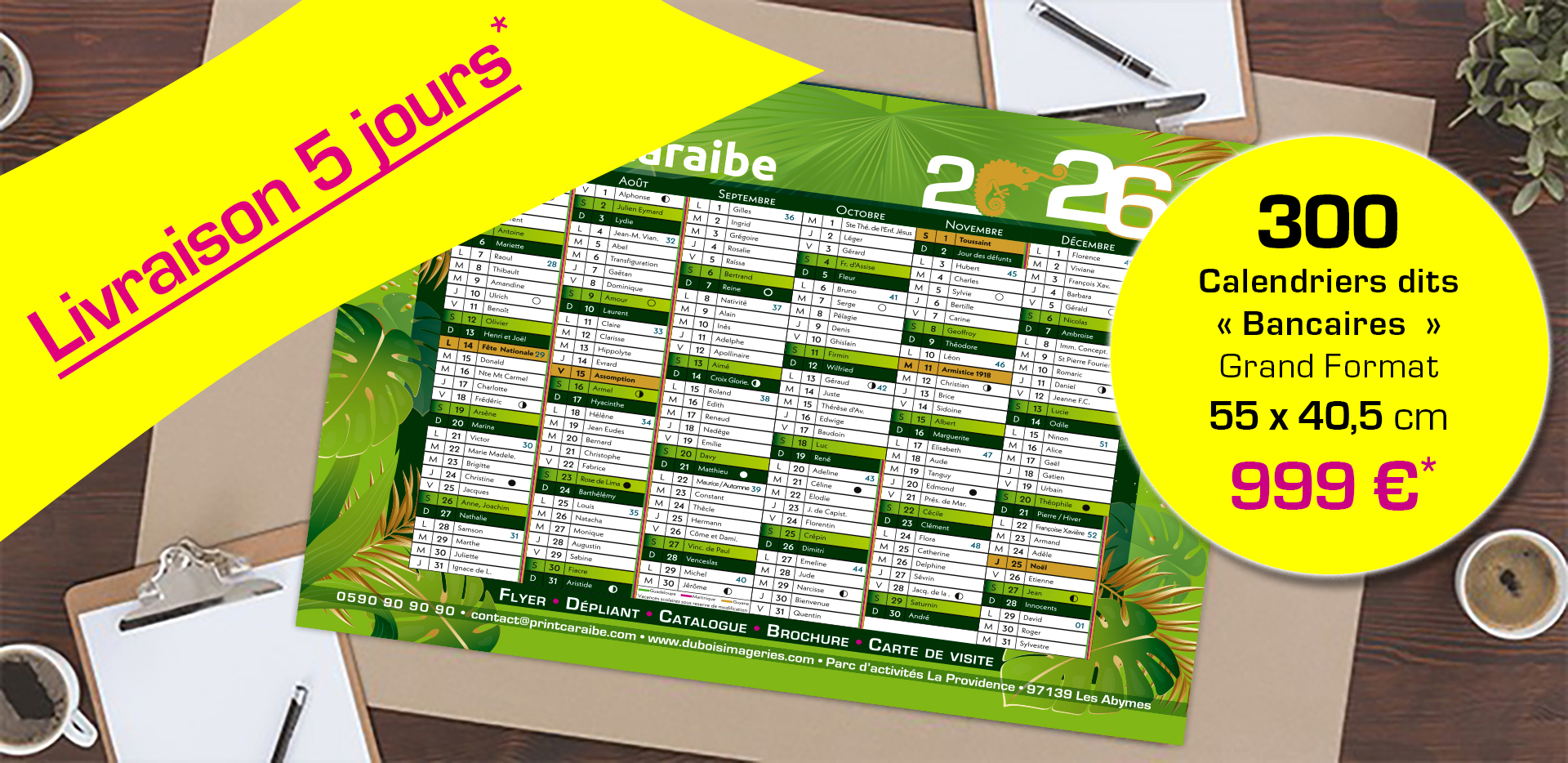 CALENDRIER 2026, LE "BANCAIRE", L'INCONTOURNABLE CADEAU CLIENT - LIVRAISON SOUS 5 JOURS**
