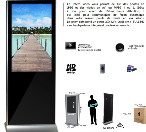 Totem Digital 42" version HD ou Tactile